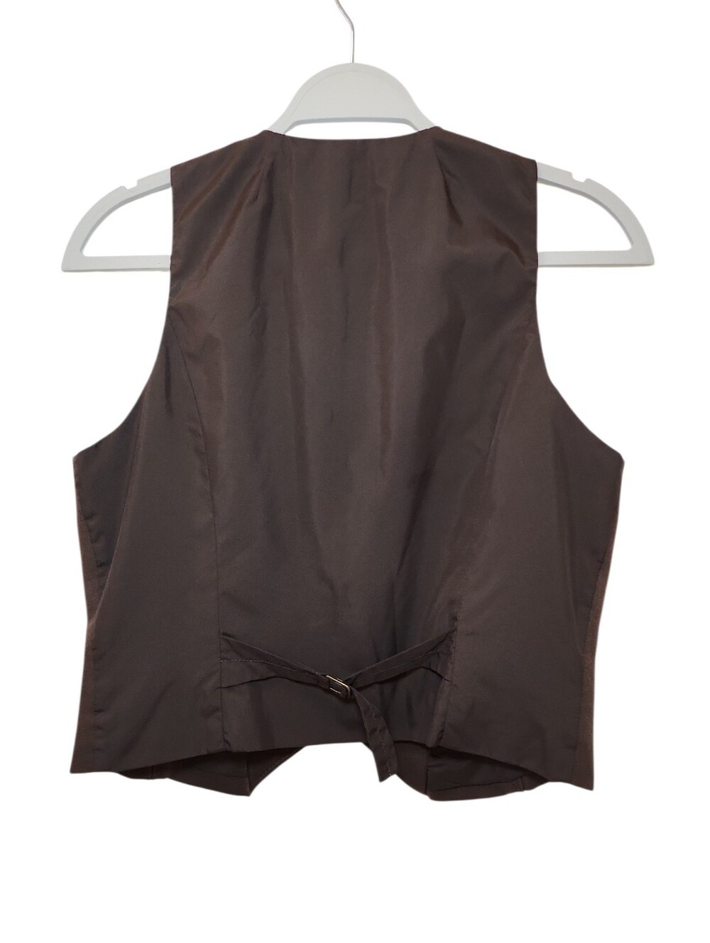 Tommy Hilfiger Y2K Chocolate tailored vest V-neckline pockets single button Sz 6 - Picture 3 of 16